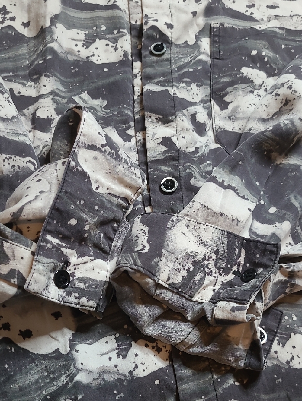 J Lindenberg Marble Wash Print Buttondown